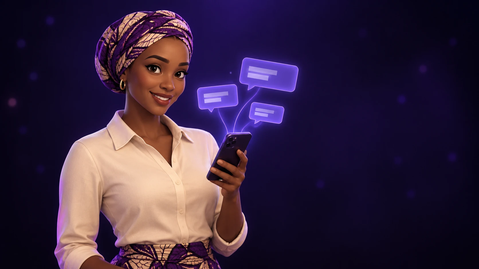 Commerçante utilisant son smartphone dans sa boutique
